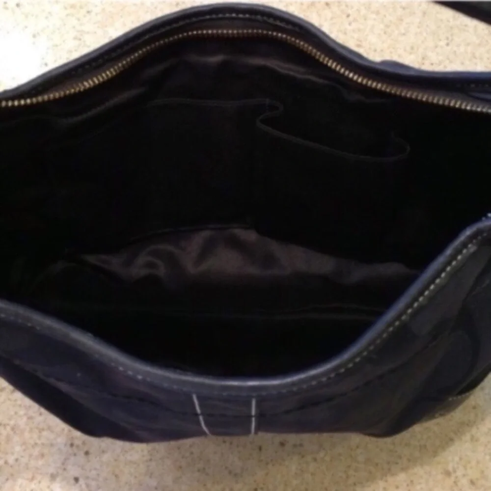 Coach Black Large‎ Signature Ergo Turnlock Hobo Shoulder Bag Canvas Purse Y2K